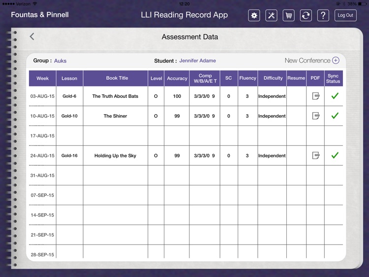 F&P LLI Reading Record Apps