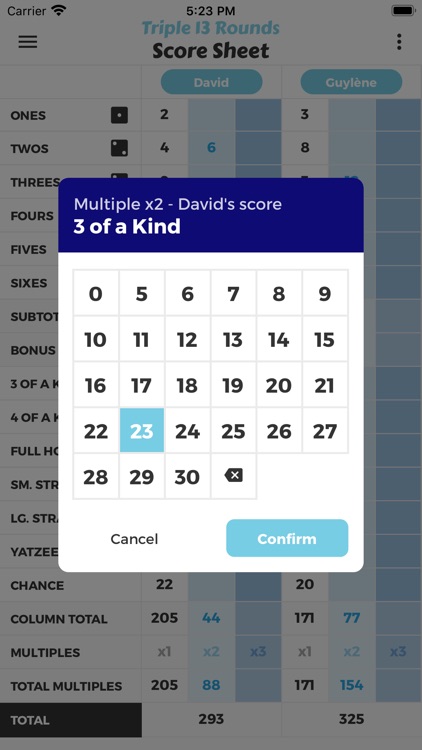 Triple 13 Rounds Score Sheet