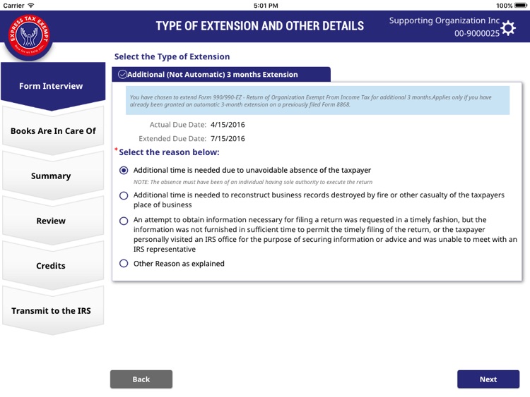 E-File Tax Extension Form 8868 screenshot-3