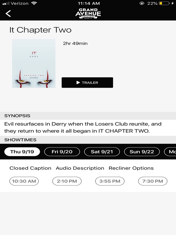 Grand Avenue Theater iPad screenshot 5 - Entertainment app