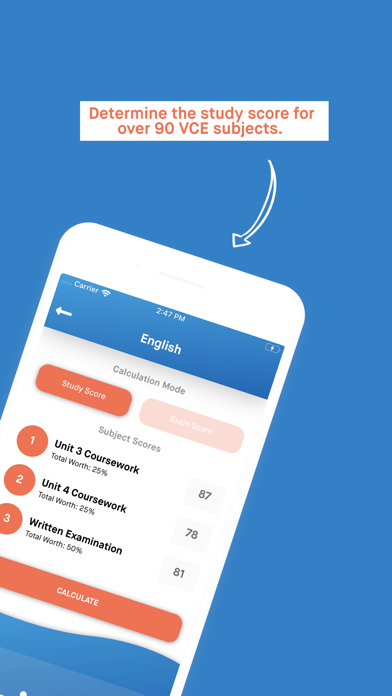 Study Score Calculator app screenshot
