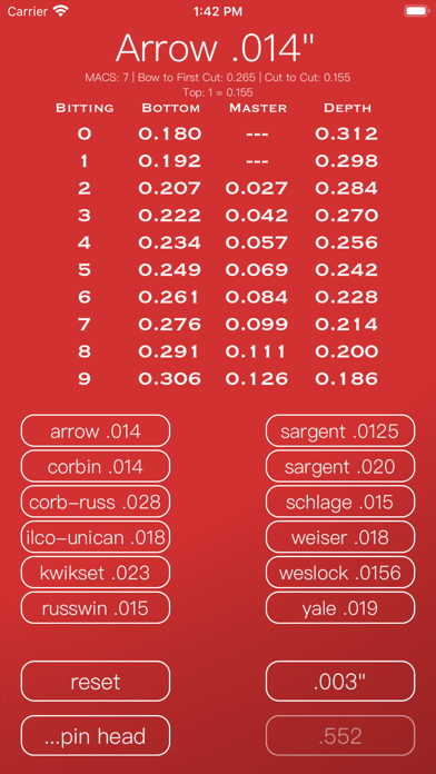 Pin Head - Lock Cylinder Calc Screenshot