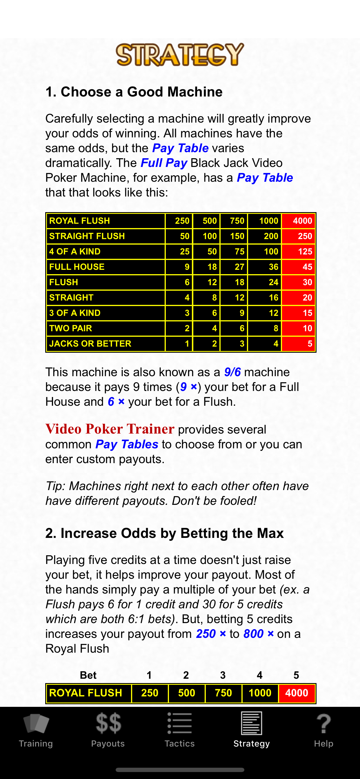 Video Poker Trainer