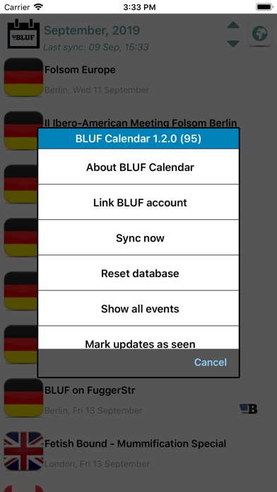 BLUF Calendar Screenshot