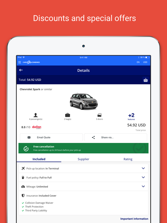 Carscombined iPad screenshot 4 - Travel app