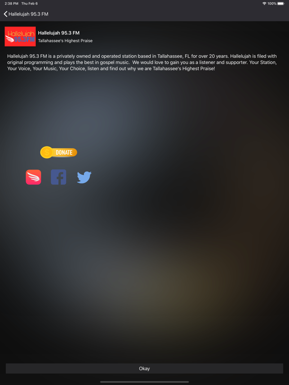 Hallelujah 95.3 FM iPad screenshot 4 - Music app