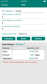 Civil Material Estimator screenshot