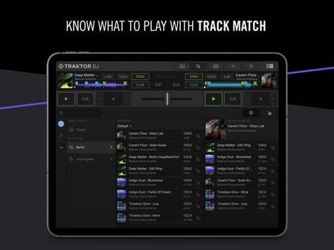 Traktor DJ 2 - L'outil propose des recommandations de pistes intelligentes et une bibliothèque de morceaux organisée pour des enchaînements fluides.