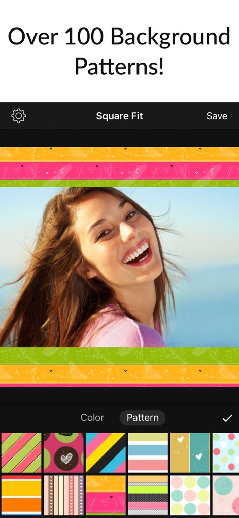Square Fit Photo Video Editor - Questo strumento offre una ricca libreria di pattern di sfondo colorati e diversi, permettendo agli utenti di scegliere tra centinaia di design per rendere le proprie creazioni visivamente dinamiche con la palette di colori preferita.