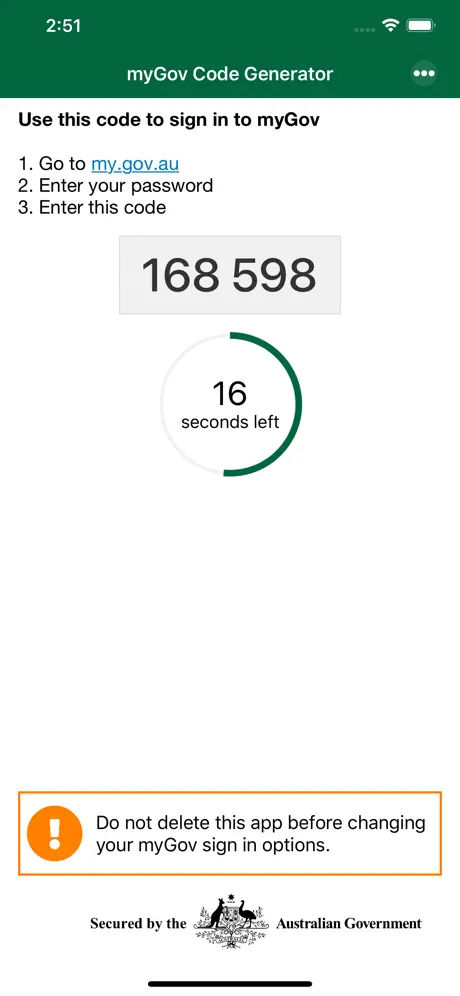 myGov Code Generator