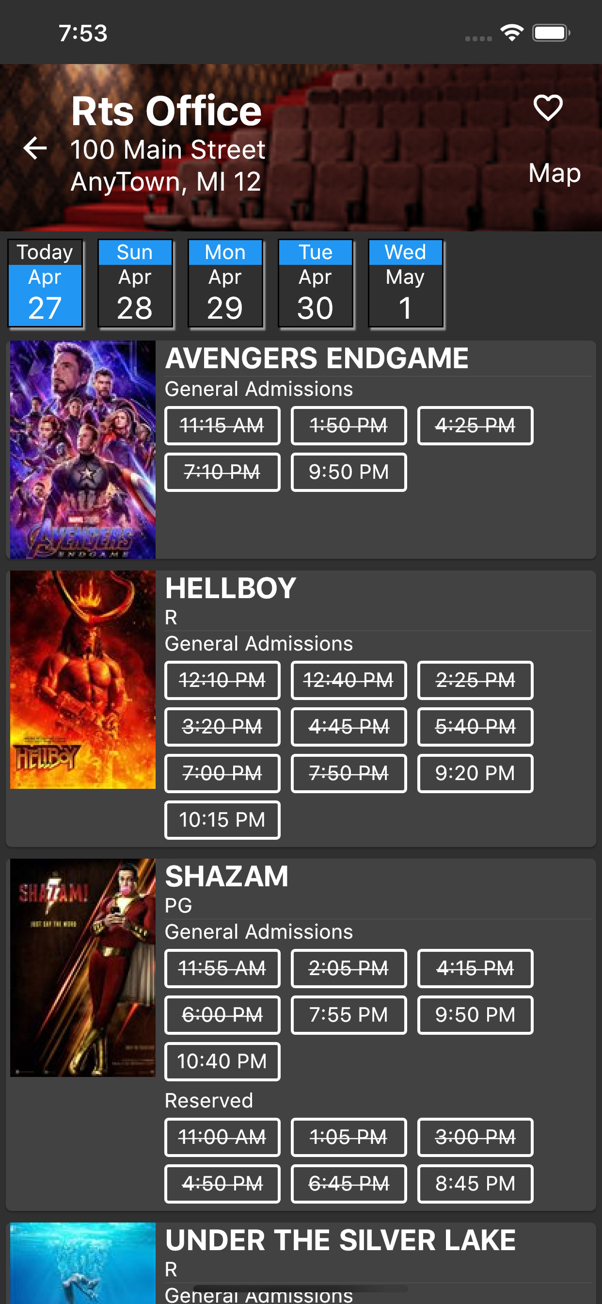 RTS Showtimes