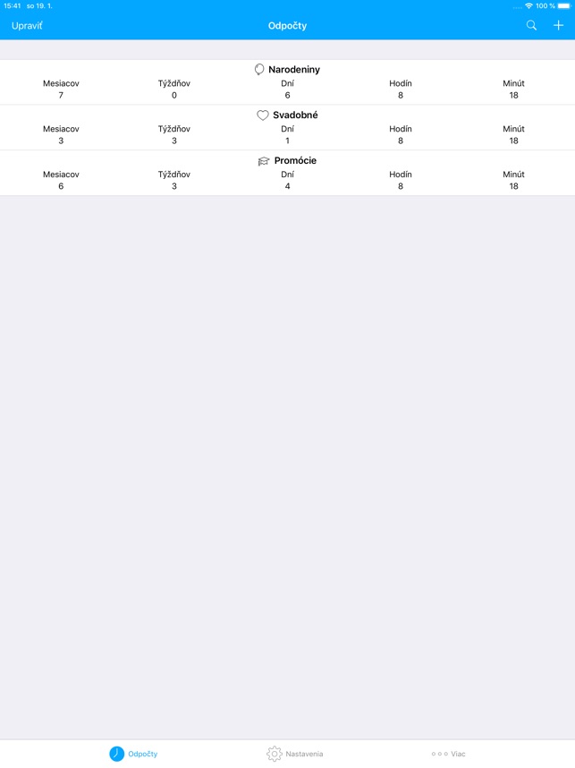 IPhone Apps pre dátumové údaje