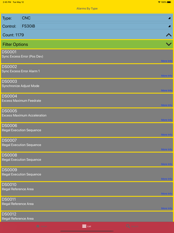 CNC Alarm Tool iPad screenshot 2 - Reference app