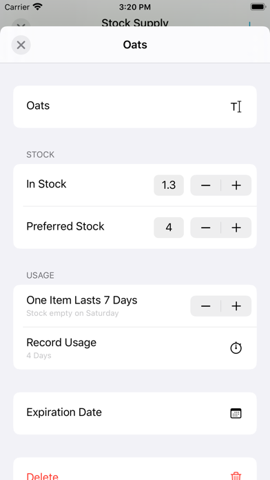 Stock Supply Screenshot