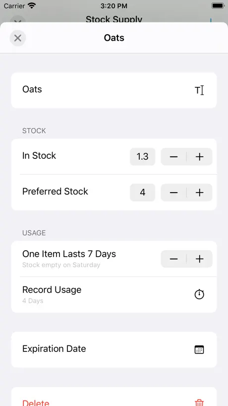 Stock Supply