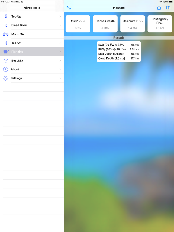 Nitrox Tools iPad screenshot 5 - Sports app