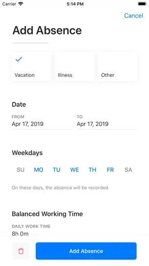 Capture d'écran de WORK • Time Sheet sur iPhone 6