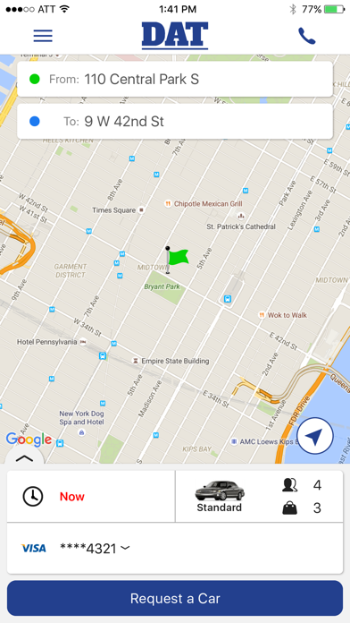 DAT Car Service Screenshot