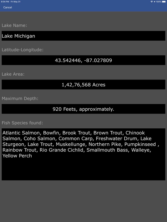 Screenshot #5 pour Wisconsin-Michigan Fish Lakes