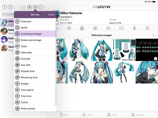 Cosplanner iPad screenshot 4 - Productivity app