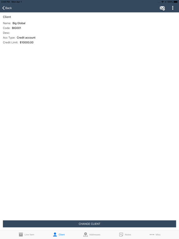 E-TS Mobile iPad screenshot