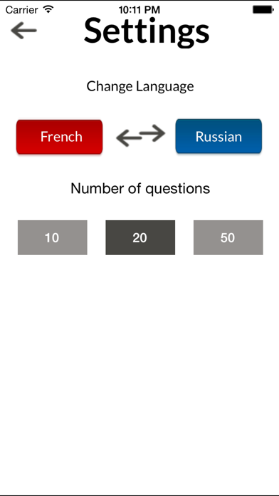 Russian/French Verbs Screenshot