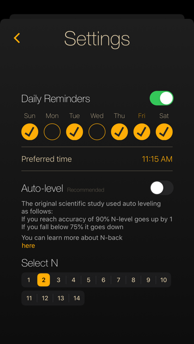 Dual N-Back: Brain Training iPhone screenshot 4 - Health & Fitness app