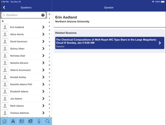 AAS Meetings iPad screenshot