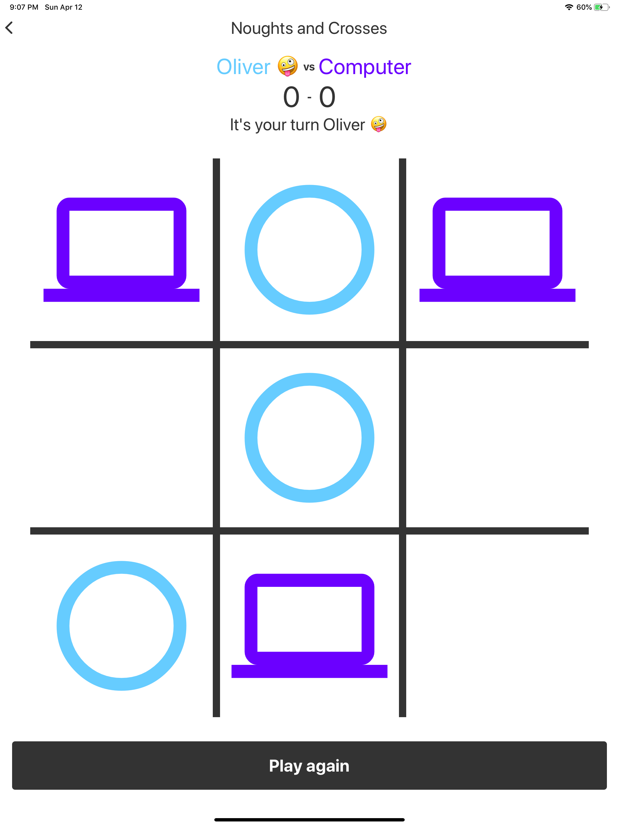 Noughts and Crosses 3 In A Row