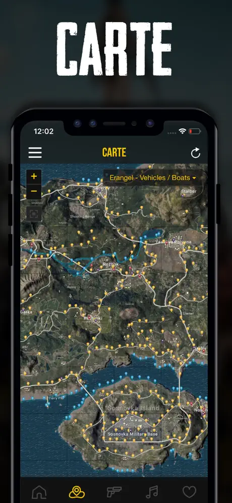 Carte et Stats pour PUBG