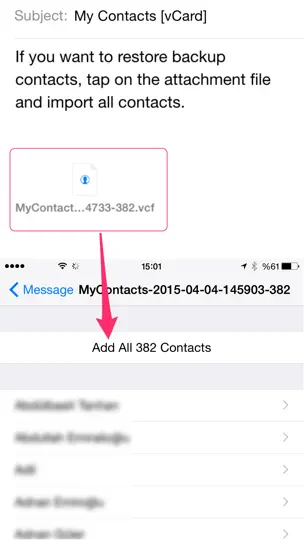 Скриншот My Contacts Backup на iPhone 3