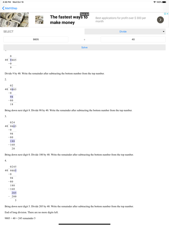 Screenshot #4 pour MathStep: Basic Math Skills