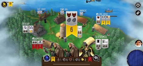 Raiders of the North Sea - Users can observe the dynamic resource gathering from various buildings like the Town Hall and the strategic allocation of workers within the village.