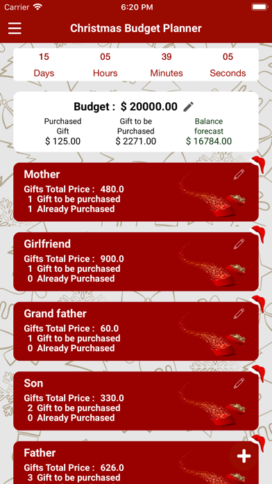 Chirstmas Budget Planner Screenshot