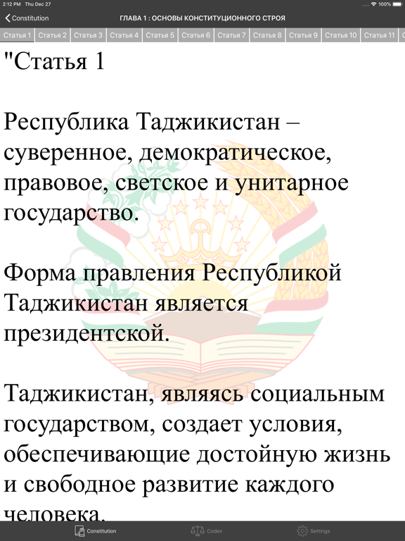 Конституция и кодексы РТ iPad screenshot