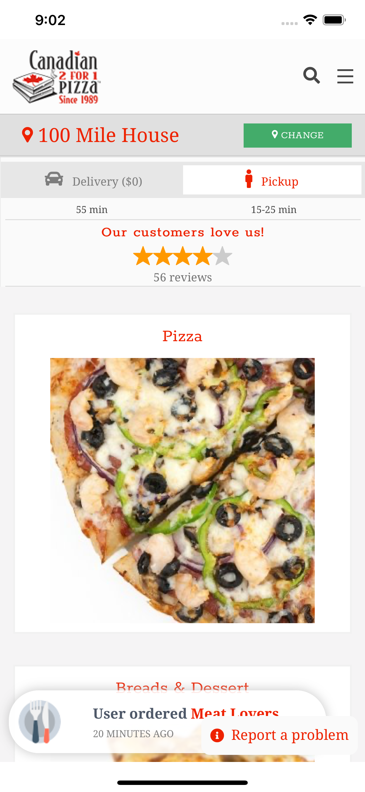 Canadian 2 for 1 Pizza