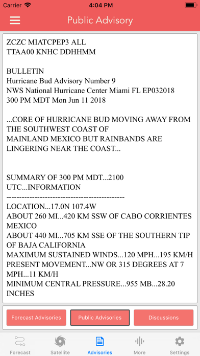 National Hurricane Center Data Screenshot 8