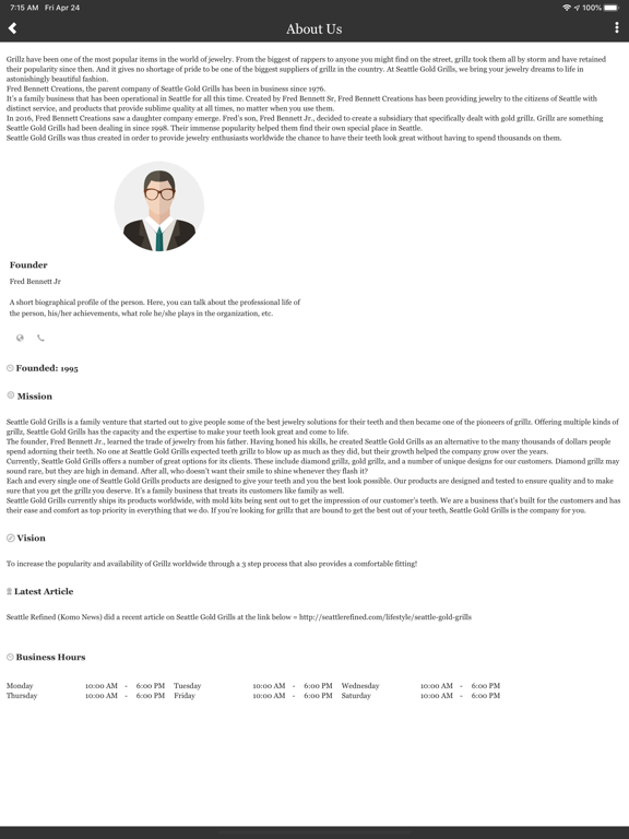 Seattle Gold Grills iPad screenshot 2 - Business app