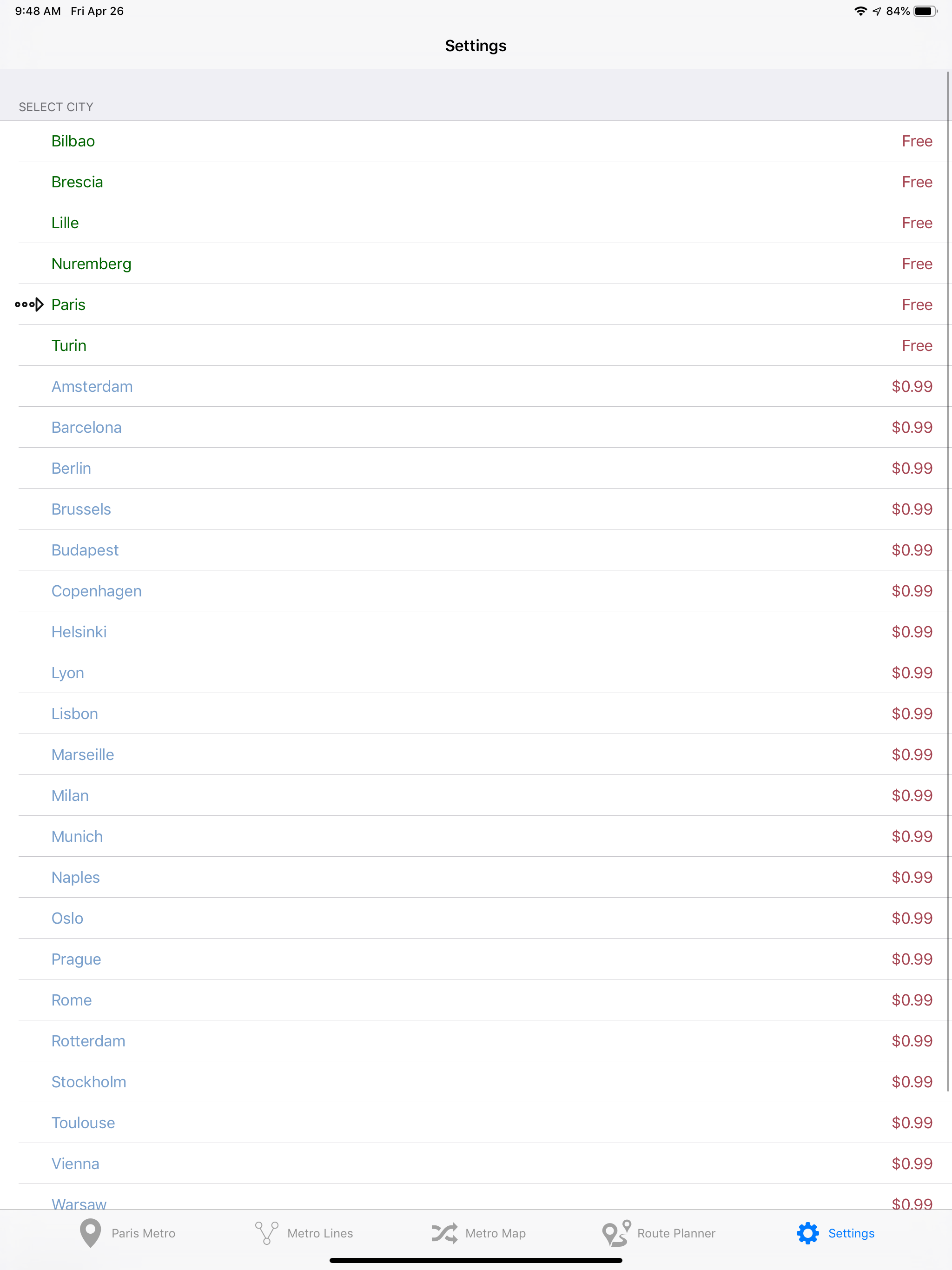 Europe's Subway & Metro lines