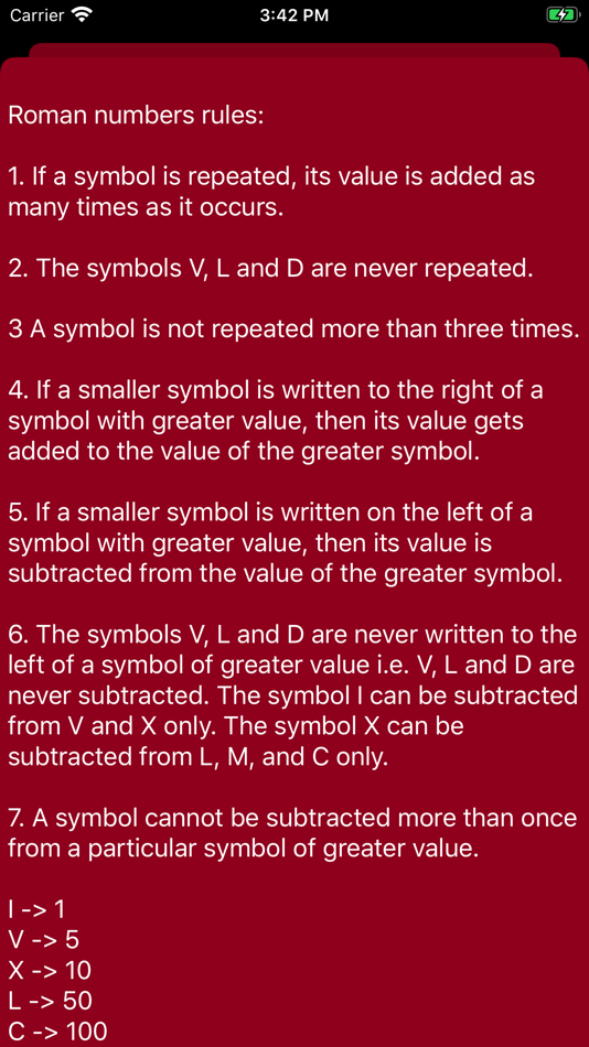 #3. Roman Numbers (iOS) Podle: Yurii Sushko