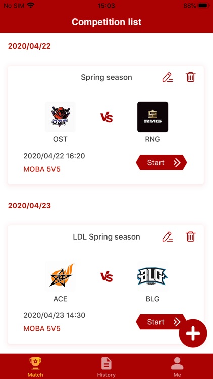 E-sport Score - Match Score
