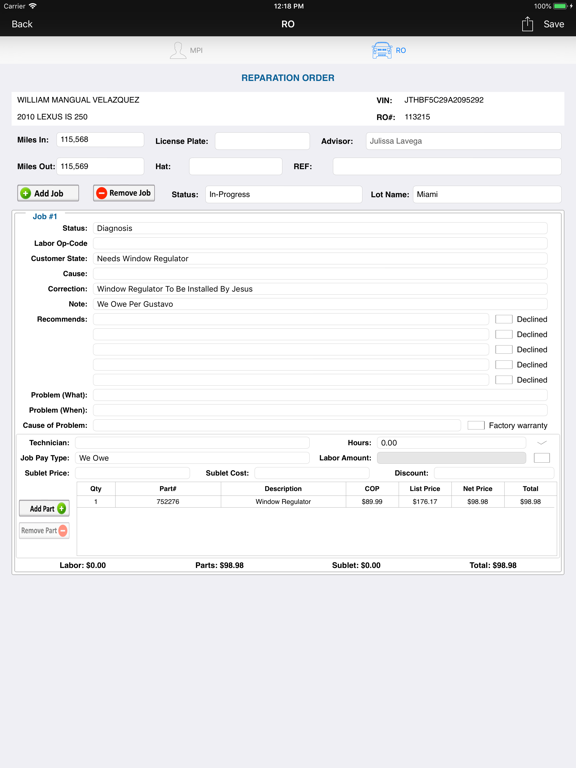 Automatrix Mobile iPad screenshot 6 - Productivity app