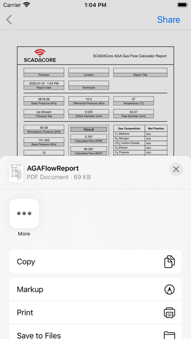 SCADACore AGA Flow Calculator Screenshot