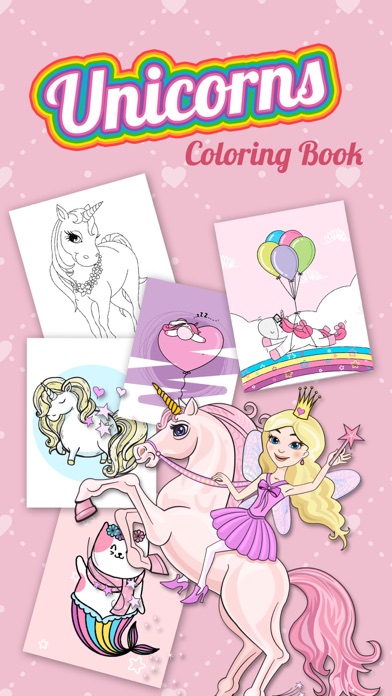 Unicorns – pony coloring book Screenshot