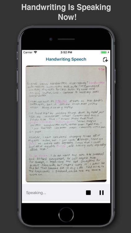 Handwriting Text To Speech OCR