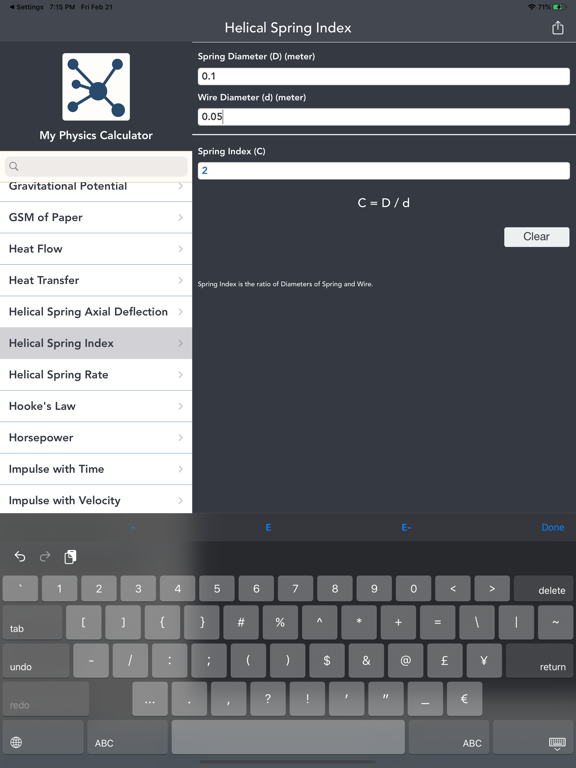 Physics Calculators Converters iPad screenshot 4 - Education app