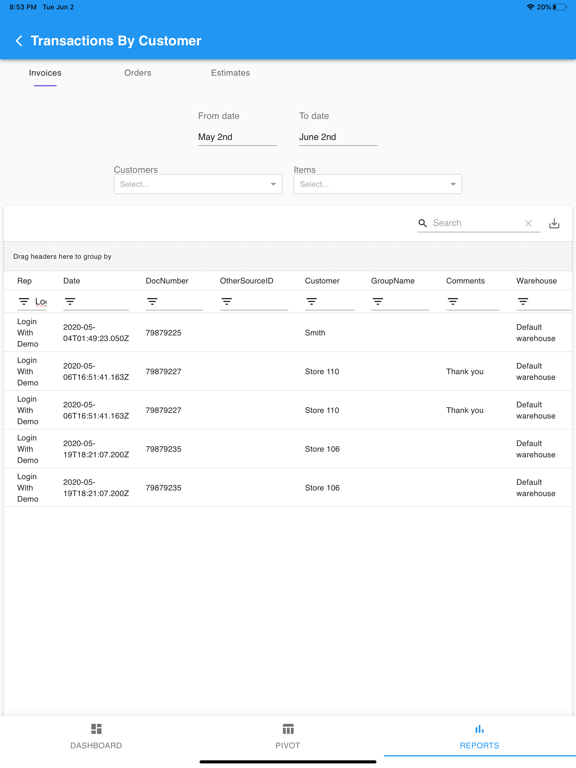 Sales Analytics iPad screenshot