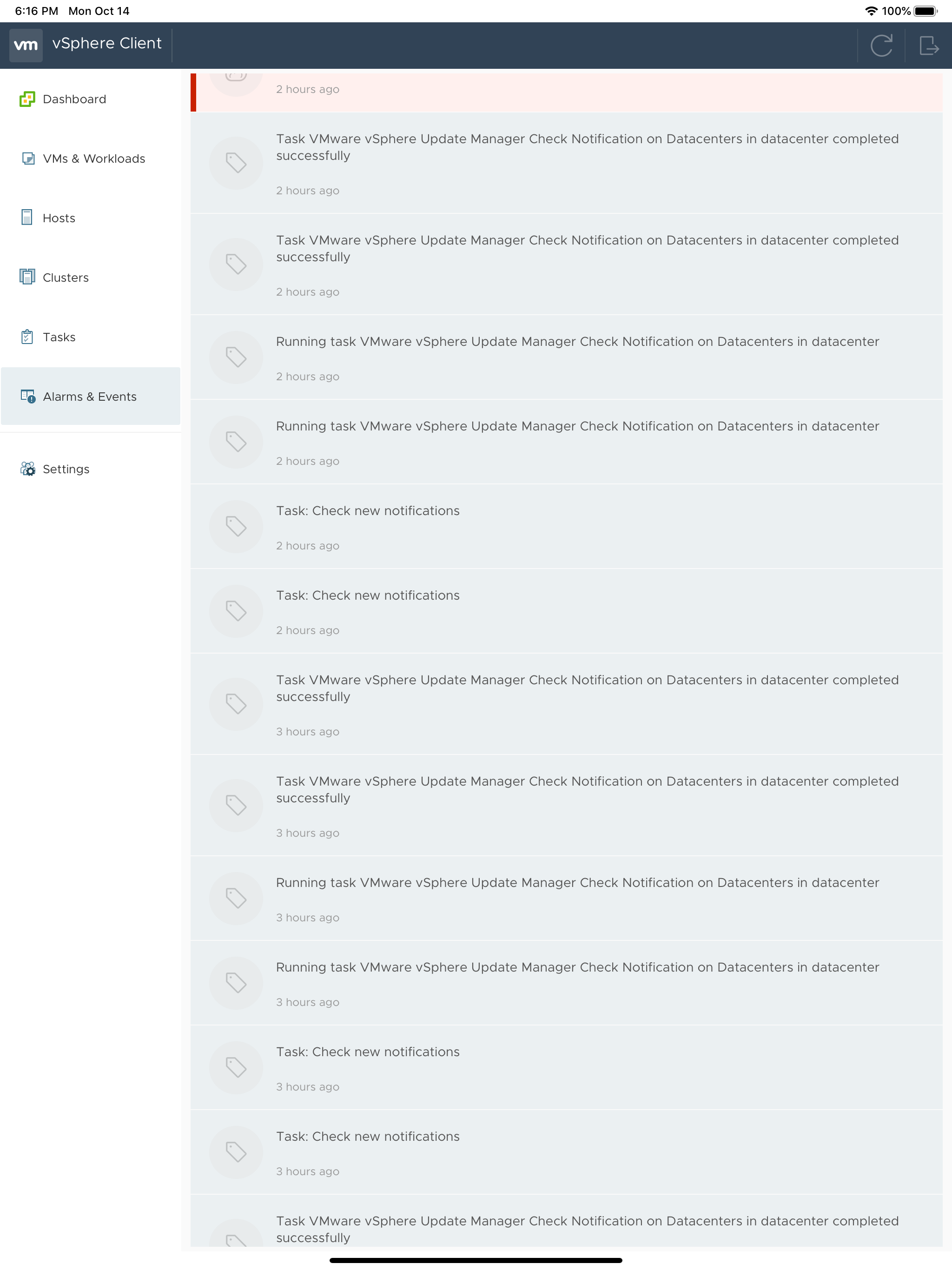 vSphere Mobile Client