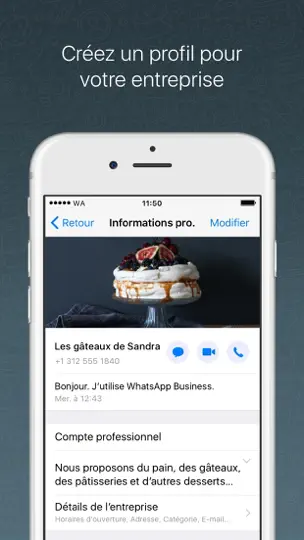 Capture d'écran de WhatsApp Business sur iPhone 1
