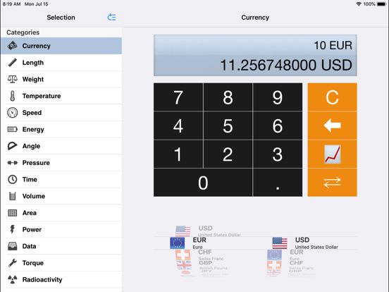 Convert - Unit and Currency iPad screenshot 1 - Productivity app